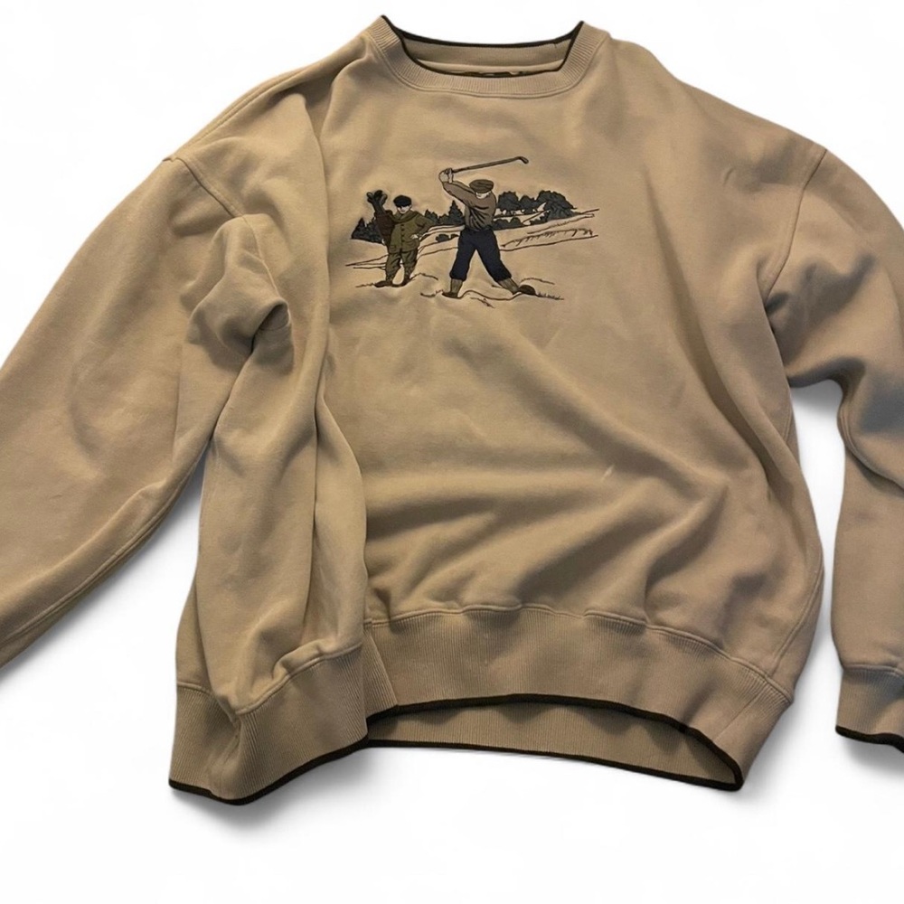 Croft & Barrow Tan Crewneck Sweater with Ribbed Details